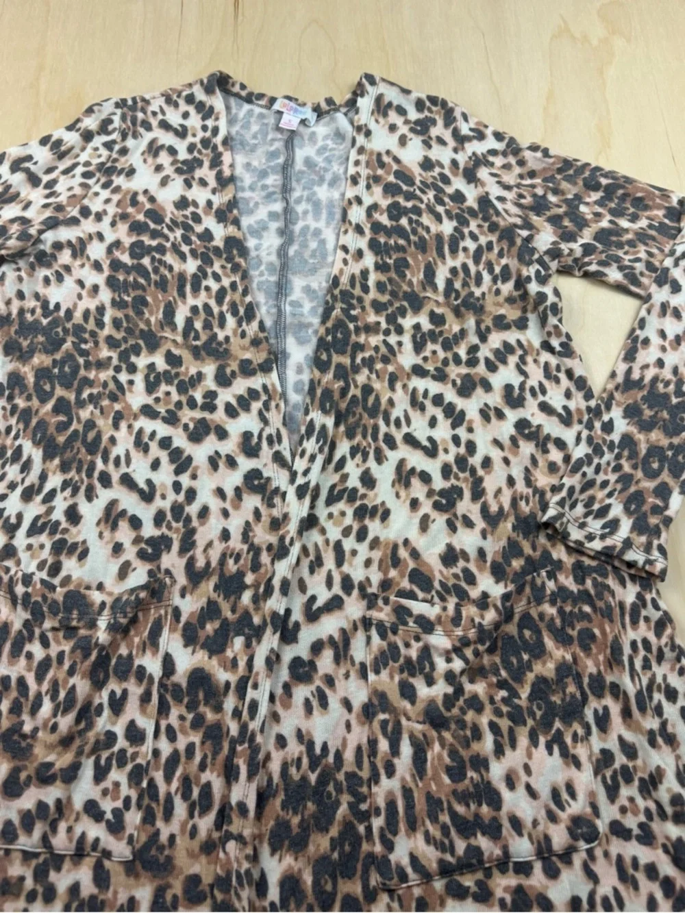 LuLaRoe Leopard Print Long Cardigan in Brown, Black, Cream